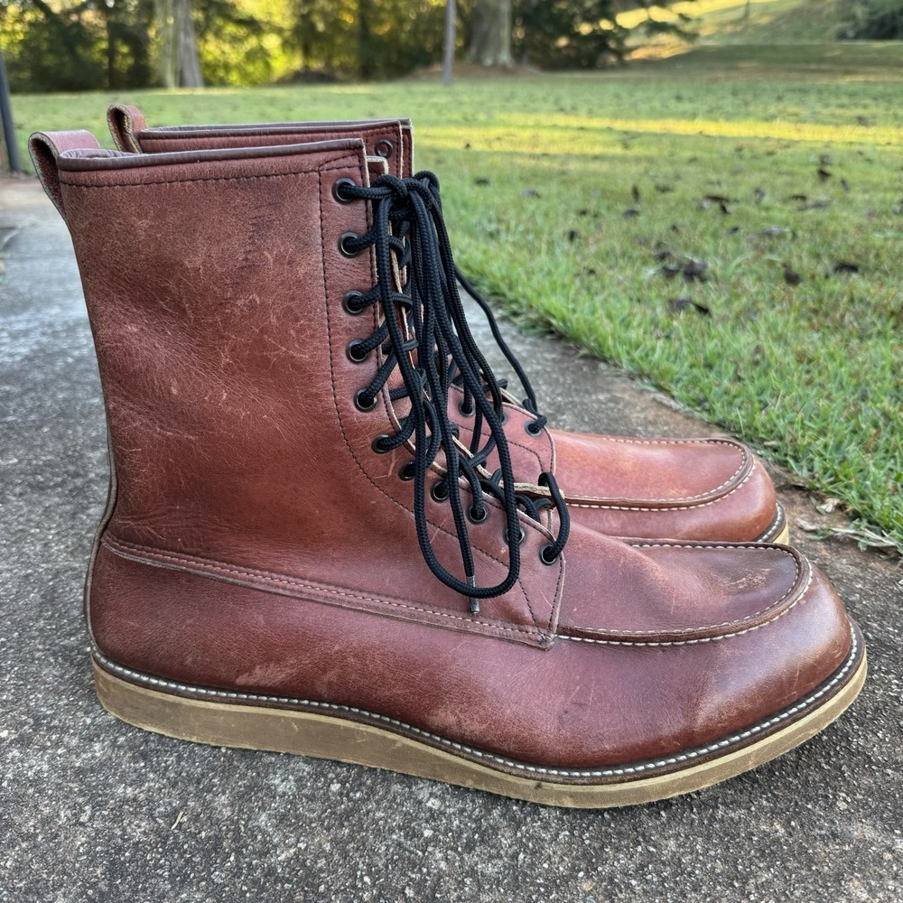 Red Wing Irish Setter Lace Up Russet Moc Toe Leather Field Boots‎ Sz 20 D